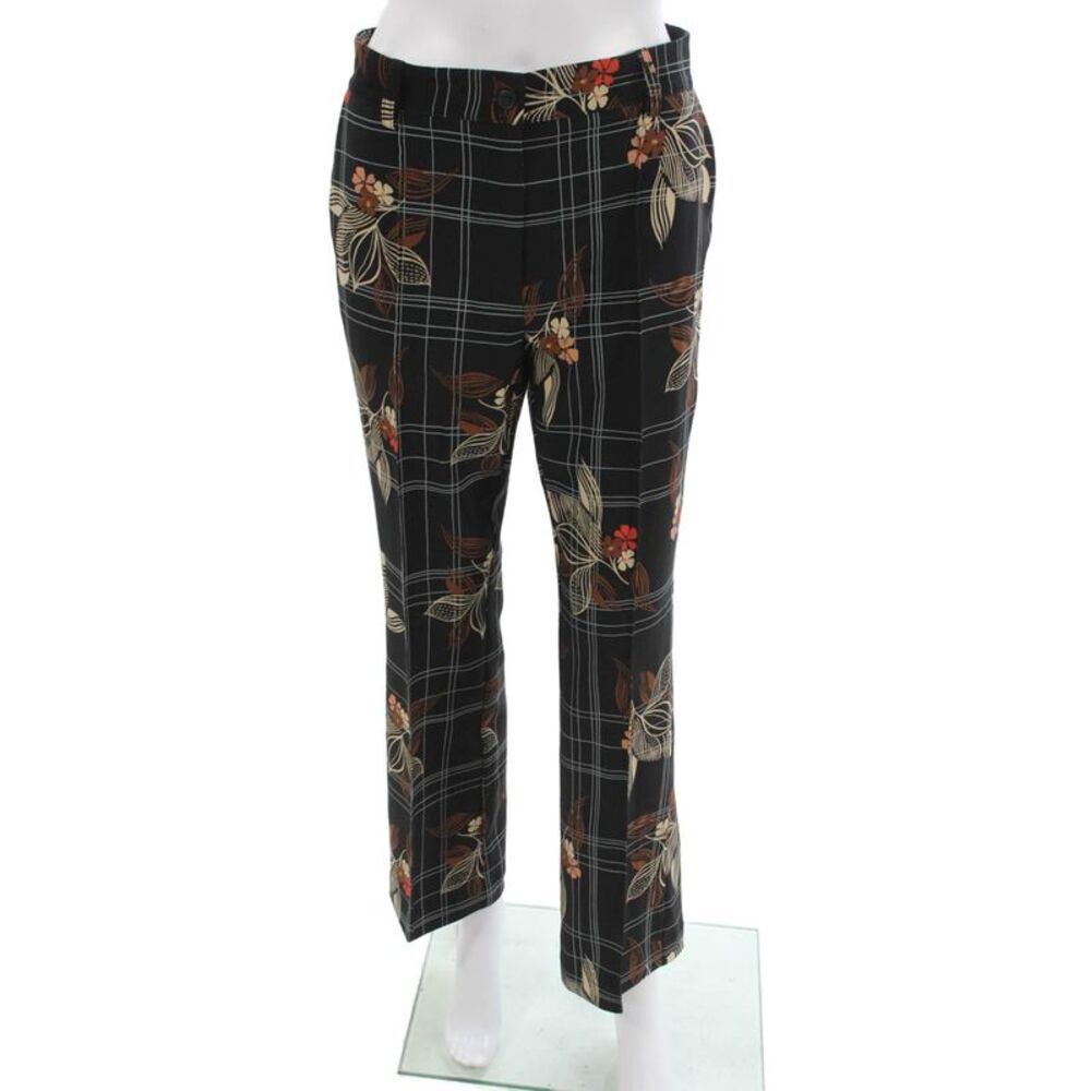 Ottod Ame Womens Dress Pants Black Plaid Button Polyester Size 6